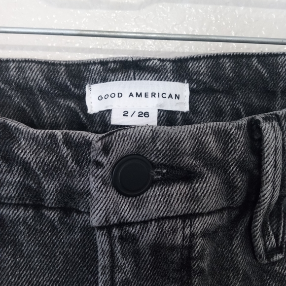 GOOD AMERICAN classic straight leg charcoal skinny Jeans mid-high rise NWOT - Picture 5 of 12